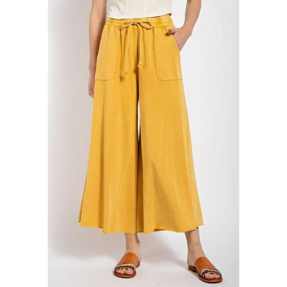 Stay Comfy Wide Leg Comfy Pants in Mustard EB40128 - Picture 2 of 5